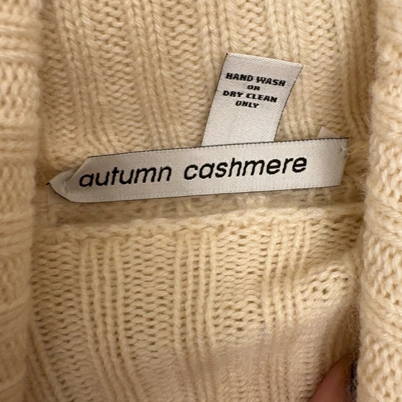 Autumn Cashmere Ivory Cable Knit Turtleneck Sweater 100% Cashmere M - Picture 5 of 6